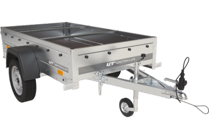 Praktischer PKW-Anhänger Garden Trailer 200 Kipp mit kippbarer Deichsel, blauer Plane